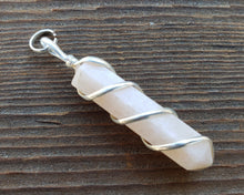 Load image into Gallery viewer, MOONSTONE Spiral Wire Wrapped Pencil Point Pendant Gemstone