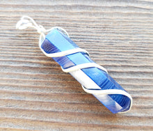 Load image into Gallery viewer, BLUE ONYX Spiral Wire Wrapped Pencil Point Pendant Gemstone