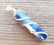 Load image into Gallery viewer, BLUE ONYX Spiral Wire Wrapped Pencil Point Pendant Gemstone
