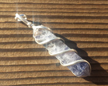 Load image into Gallery viewer, IOLITE Spiral Wire Wrapped Pencil Point Pendant Gemstone