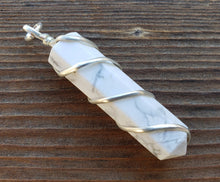 Load image into Gallery viewer, HOWLITE Spiral Wire Wrapped Pencil Point Pendant Gemstone