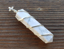 Load image into Gallery viewer, HOWLITE Spiral Wire Wrapped Pencil Point Pendant Gemstone