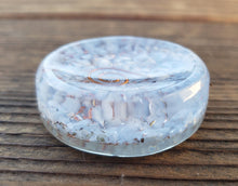 Load image into Gallery viewer, ORGONE ANGELITE Gemsone Sphere Stand And Worry Stone
