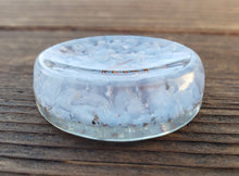 Load image into Gallery viewer, ORGONE ANGELITE Gemsone Sphere Stand And Worry Stone