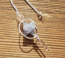 Load image into Gallery viewer, Natural IOLITE GEMSTONE 3 Stone Merkaba Spinning Star Faceted Pendulum