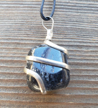 Load image into Gallery viewer, BLACK TOURMALINE Spiral Wrapped Tumbled Stone Pendant Gemstone