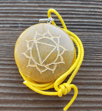 Load image into Gallery viewer, 7 CHAKRA Gemstone Engraved Disk Pendant Set With Cords