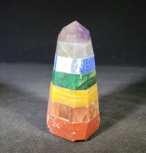 Load image into Gallery viewer, 7 CHAKRA BONDED Natural Large Gemstone Carved Faceted Point