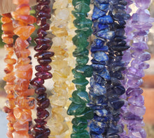 Load image into Gallery viewer, 7 CHAKRA Natural Stone Gemstone 30" Chip Necklace Set