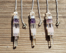 Load image into Gallery viewer, NATURAL Amethyst/Clear Quartz/Rose Quartz Stone Pendulum Healing Wand