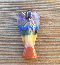 Load image into Gallery viewer, 2" 7 CHAKRA BONDED ANGEL Natural Handcarved Stone Gemstone