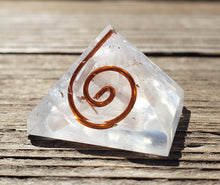 Load image into Gallery viewer, Small (25-30mm) SELENITE COIL Orgone Gemstone Pyramid Small Pyramid Orgone