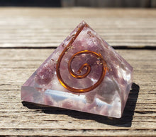 Load image into Gallery viewer, Small (25-30mm) LEPIDOLITE COIL Orgone Gemstone Pyramid Small Pyramid Orgone