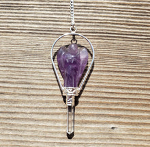 Load image into Gallery viewer, Natural AMETHYST Gemstone Angel Basket Pendulum