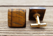 Load image into Gallery viewer, TIGER EYE SQUARE Natural Gemstone Cufflinks Stone Cuff Links