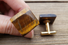 Load image into Gallery viewer, TIGER EYE SQUARE Natural Gemstone Cufflinks Stone Cuff Links