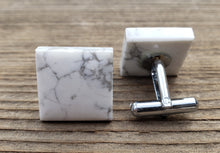 Load image into Gallery viewer, HOWLITE SQUARE Natural Gemstone Cufflinks Stone Cuff Links