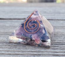 Load image into Gallery viewer, Small (25-30mm) RHODONITE COIL Orgone Gemstone Pyramid Small Pyramid Orgone