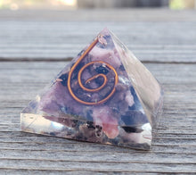 Load image into Gallery viewer, Small (25-30mm) RHODONITE COIL Orgone Gemstone Pyramid Small Pyramid Orgone