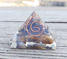 Load image into Gallery viewer, Small (25-30mm) TIGER EYE COIL Orgone Gemstone Pyramid Small Pyramid Orgone