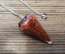 Load image into Gallery viewer, ORGONE RED JASPER Gemstone Faceted Orgone Pendulum