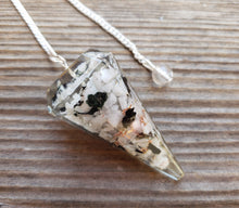 Load image into Gallery viewer, ORGONE RAINBOW MOONSTONE Gemstone Faceted Orgone Pendulum