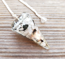 Load image into Gallery viewer, ORGONE RAINBOW MOONSTONE Gemstone Faceted Orgone Pendulum