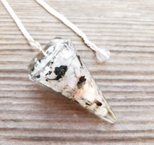 Load image into Gallery viewer, ORGONE RAINBOW MOONSTONE Gemstone Faceted Orgone Pendulum