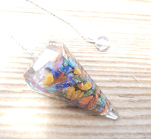 Load image into Gallery viewer, ORGONE 7 CHAKRA MIXED Gemstone Faceted Orgone Pendulum