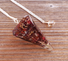 Load image into Gallery viewer, ORGONE GARNET Gemstone Faceted Orgone Pendulum