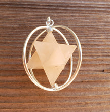 Load image into Gallery viewer, Natural ROSE QUARTZ  Merkaba Pendant Gemstone Merkaba Spinning Star Pendant