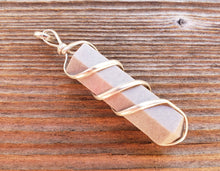 Load image into Gallery viewer, GREY AGATE Spiral Wire Wrapped Pencil Point Pendant Gemstone