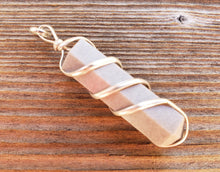 Load image into Gallery viewer, GREY AGATE Spiral Wire Wrapped Pencil Point Pendant Gemstone