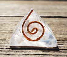Load image into Gallery viewer, Small (25-30mm) SELENITE COIL Orgone Gemstone Pyramid Small Pyramid Orgone
