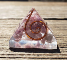 Load image into Gallery viewer, Small (25-30mm) LEPIDOLITE COIL Orgone Gemstone Pyramid Small Pyramid Orgone