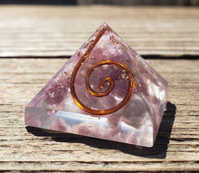 Load image into Gallery viewer, Small (25-30mm) LEPIDOLITE COIL Orgone Gemstone Pyramid Small Pyramid Orgone