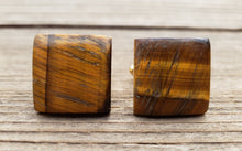 Load image into Gallery viewer, TIGER EYE SQUARE Natural Gemstone Cufflinks Stone Cuff Links