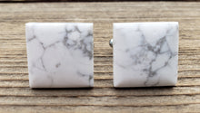 Load image into Gallery viewer, HOWLITE SQUARE Natural Gemstone Cufflinks Stone Cuff Links