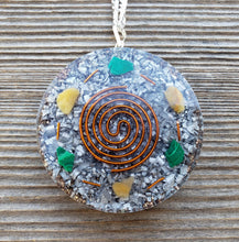 Load image into Gallery viewer, ORGONE MALACHITE And CITRINE Gemstone Round Shaped Pendant Orgone (One)
