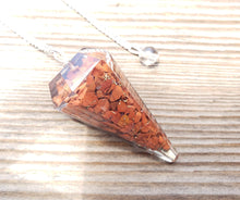 Load image into Gallery viewer, ORGONE RED JASPER Gemstone Faceted Orgone Pendulum