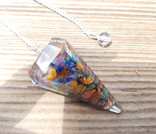 Load image into Gallery viewer, ORGONE 7 CHAKRA MIXED Gemstone Faceted Orgone Pendulum