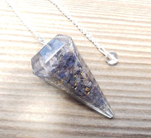 Load image into Gallery viewer, ORGONE IOLITE Gemstone Faceted Orgone Pendulum