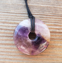 Load image into Gallery viewer, AMETHYST Doughnut Pendant With Cord Stone Natural Gemstone