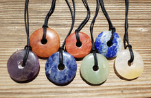 Load image into Gallery viewer, 7 CHAKRA Doughnut Pendant With Cord Set Stone Natural Gemstone