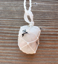 Load image into Gallery viewer, RAINBOW MOONSTONE Netted (Macrame) Tumbled Stone Necklace Pendant Stone Natural Gemstone