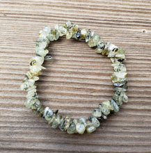 Load image into Gallery viewer, GREEN RUTILATED QUARTZ Natural Stone Gemstone Stretchy Chip Bracelet