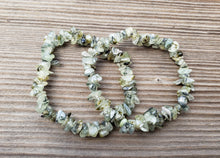 Load image into Gallery viewer, GREEN RUTILATED QUARTZ Natural Stone Gemstone Stretchy Chip Bracelet