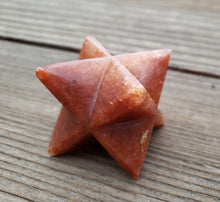 Load image into Gallery viewer, Large (50mm) RED AVENTURINE Natural Gemstone Merkaba Star (One)