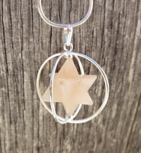Load image into Gallery viewer, Natural ROSE QUARTZ  Merkaba Pendant Gemstone Merkaba Spinning Star Pendant