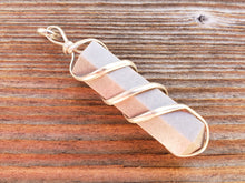 Load image into Gallery viewer, GREY AGATE Spiral Wire Wrapped Pencil Point Pendant Gemstone